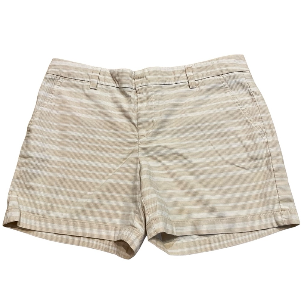 Tommy Hilfiger Cotton Blend Tan and White Striped Shorts. Size 10
